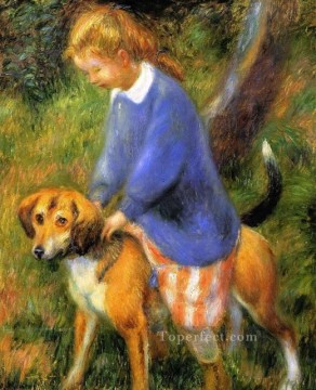 Mascotas y niños Painting - Lenna con perro mascota niños